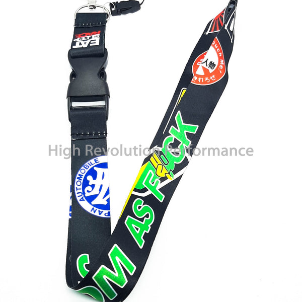 JDM AS FCK Racing Lanyard Keychain