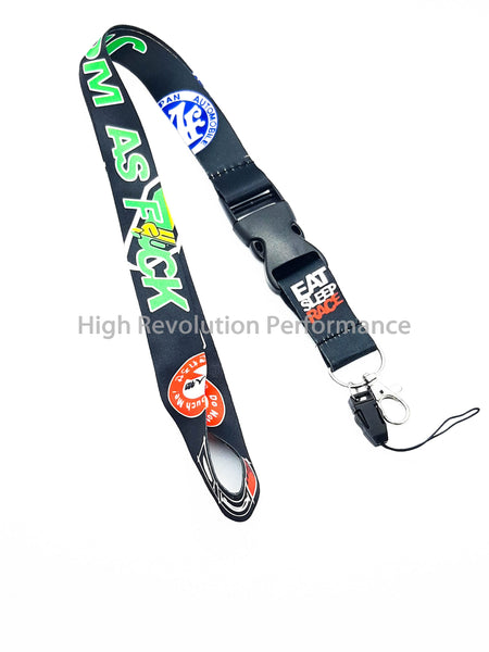 JDM AS FCK Racing Lanyard Keychain