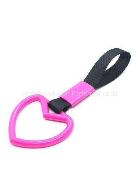 JDM TSURIKAWA Heart Shaped Subway Train Handle Style Black Nylon Strap