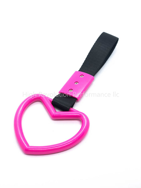 JDM TSURIKAWA Heart Shaped Subway Train Handle Style Black Nylon Strap