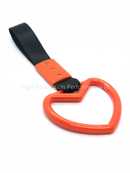 JDM TSURIKAWA Heart Shaped Subway Train Handle Style Black Nylon Strap