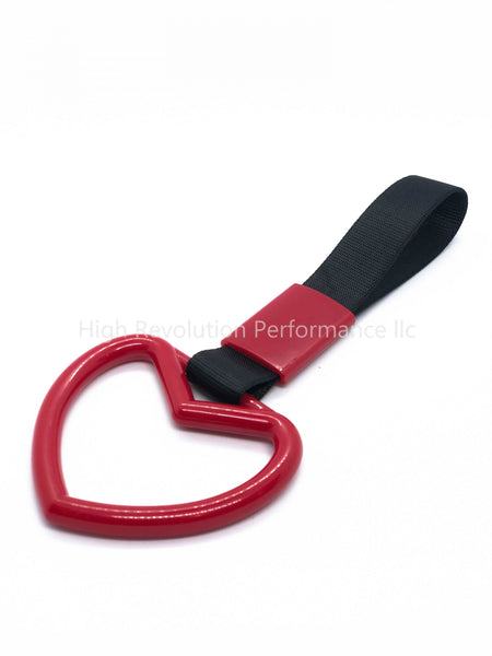 JDM TSURIKAWA Heart Shaped Subway Train Handle Style Black Nylon Strap