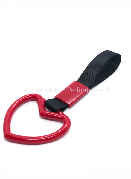 JDM TSURIKAWA Heart Shaped Subway Train Handle Style Black Nylon Strap