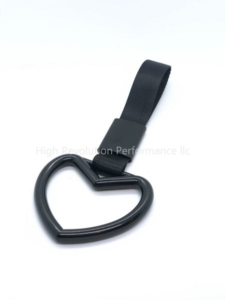 JDM TSURIKAWA Heart Shaped Subway Train Handle Style Black Nylon Strap