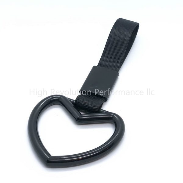 JDM TSURIKAWA Heart Shaped Subway Train Handle Style Black Nylon Strap