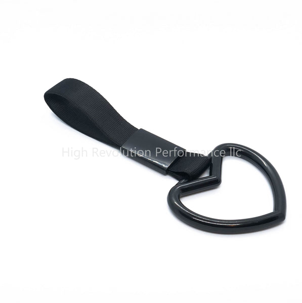 JDM TSURIKAWA Heart Shaped Subway Train Handle Style Black Nylon Strap