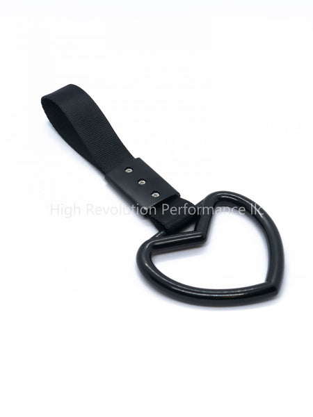 JDM TSURIKAWA Heart Shaped Subway Train Handle Style Black Nylon Strap