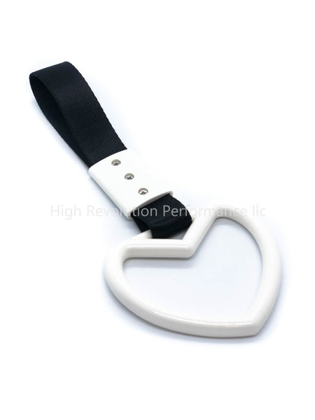 JDM TSURIKAWA Heart Shaped Subway Train Handle Style Black Nylon Strap