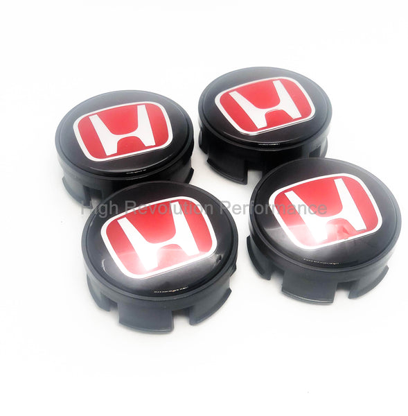 Black And Red H Honda Wheel Center Caps 58mm (2 ¼ inches)