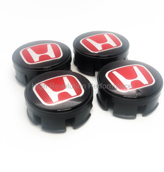 Black And Red H Honda Wheel Center Caps 58mm (2 ¼ inches)