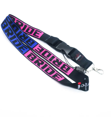 Bride Lanyard Keychain Black With Blue & Pink