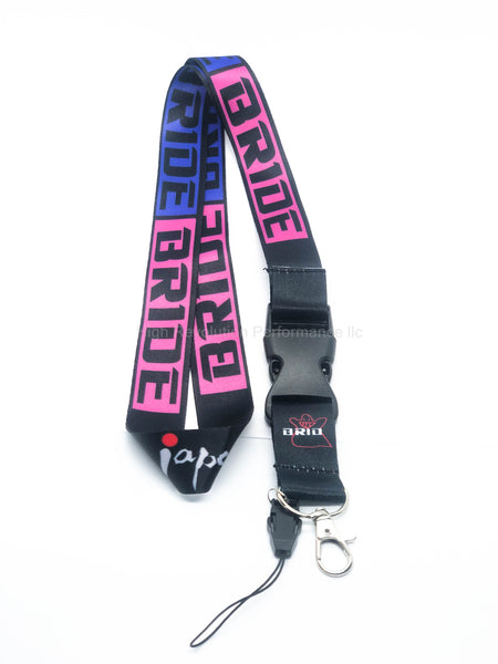 Bride Lanyard Keychain Black With Blue & Pink