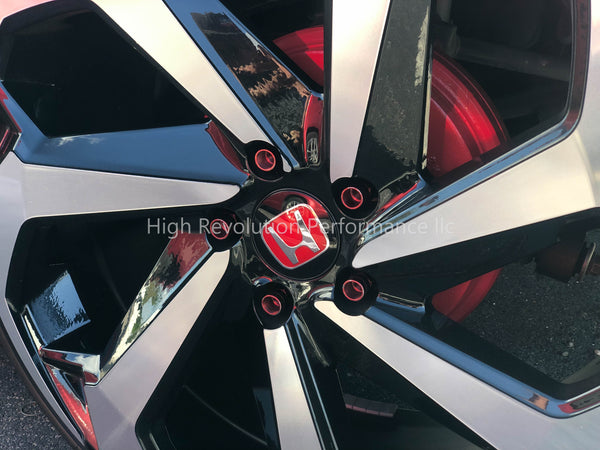 Black And Red H Honda Wheel Center Caps 58mm (2 ¼ inches)